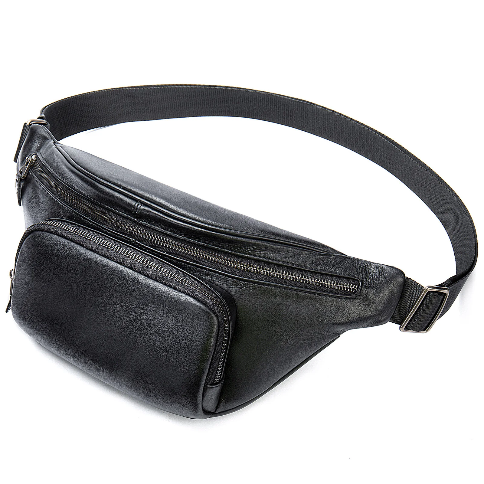 

Men's Single Shoulder Cross Body Bag Real Cowhide Fanny Packs Waist Pouch Real Cowskin Male Waist Pack Chest Bag Phone Pouch