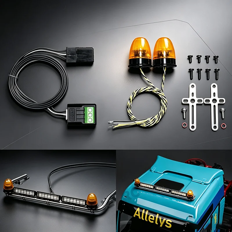 JUWUBA LED Yellow Rotating Light Engineering Lamp for 1/14 Tamiya RC Dump Truck for SCANIA 770S R620 for VOLVO FH16 ACTROS AROCS