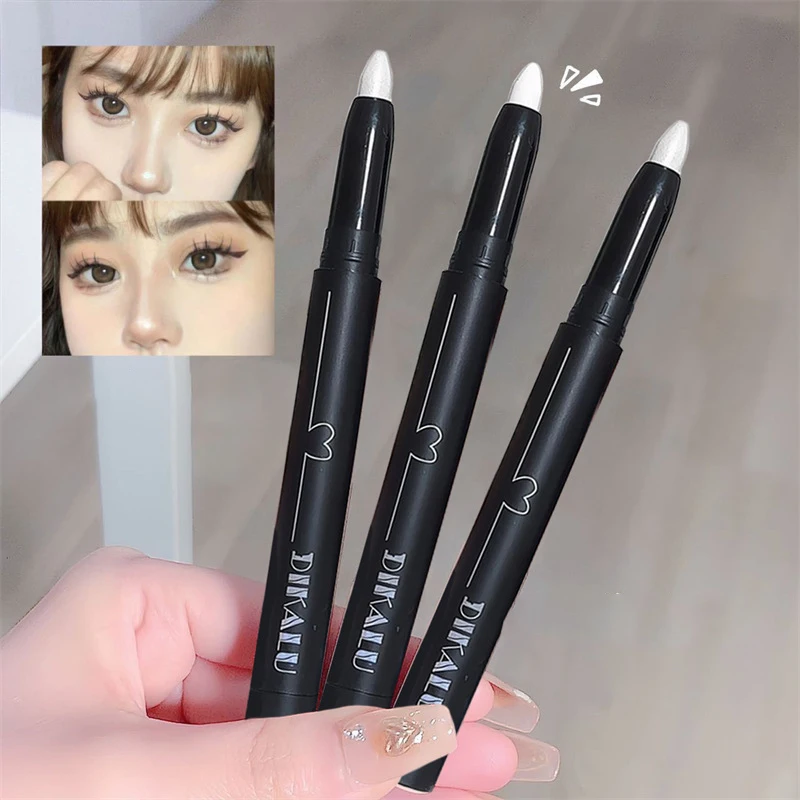 DIKALU Shiny Pearl Lidschattenstift, weiß, matt, glitzernd, Eyeliner-Stift, wasserdicht, lang, erhellt die Augen, liegend, Seidenraupe-Stick-Make-up