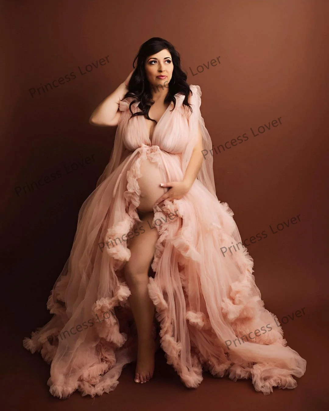 Robe de Rhen tulle à col en V pour femmes, robe de douche de bébé avec rond, magnifique, 2023