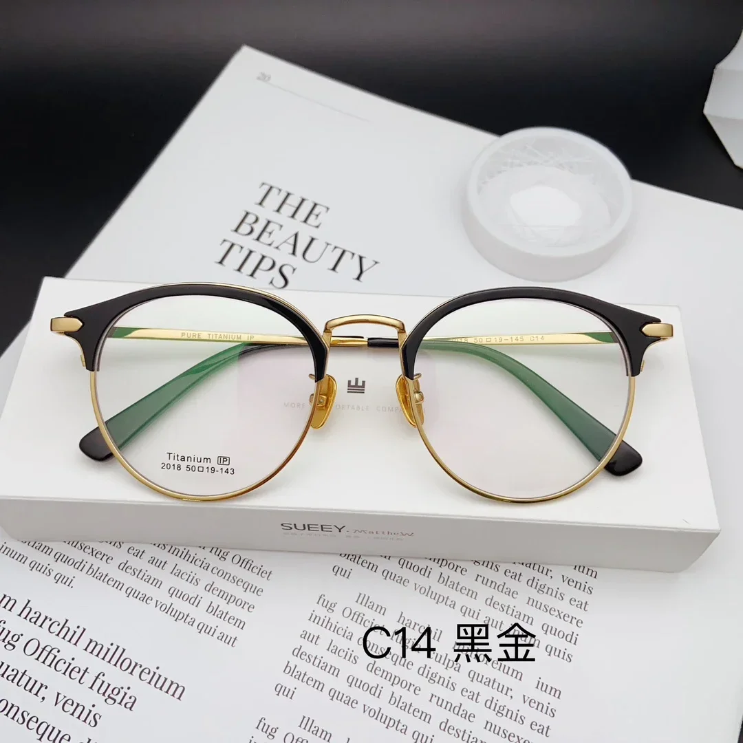 Pure Titanium Prescription Glasses Men Women Round Retro Eyewear Recipe Myopia Hyperopia Progressive Vision Correct Eyeglasses