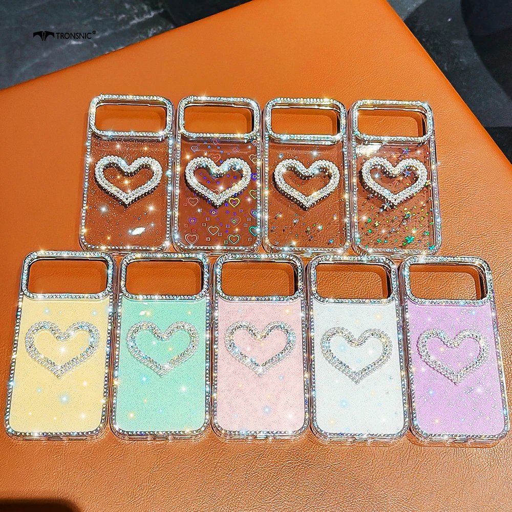 

Роскошный чехол для телефона с бриллиантовым сердечком для iPhone 17, 16, 15, 14, 13, Pro Max, мягкий розовый, блестящий, фиолетовый, 3D, красочный чехол Candy Girl, хит продаж
