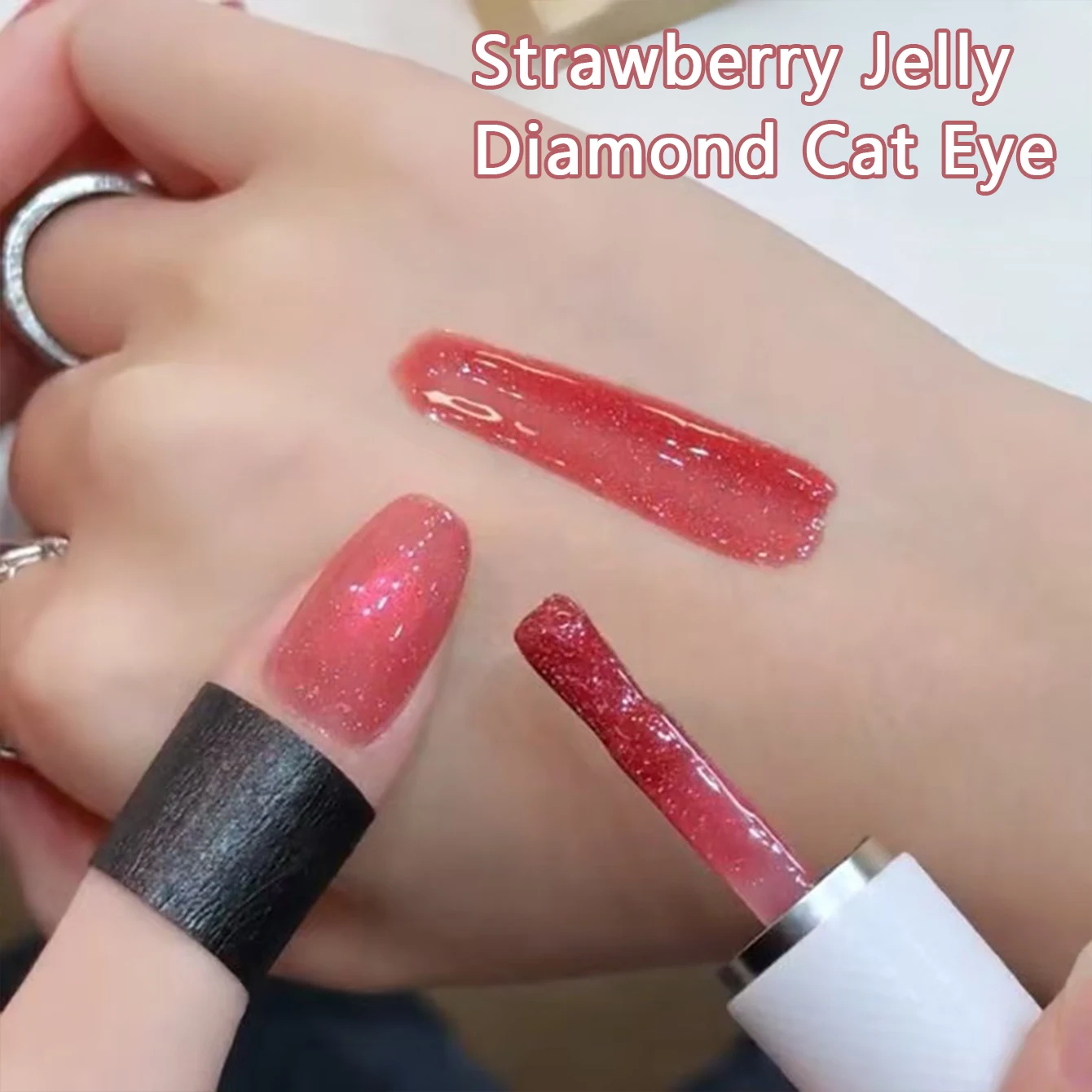Nail Art Strawberry - MIANEL Strawberry Gummy Cat Eye Nail