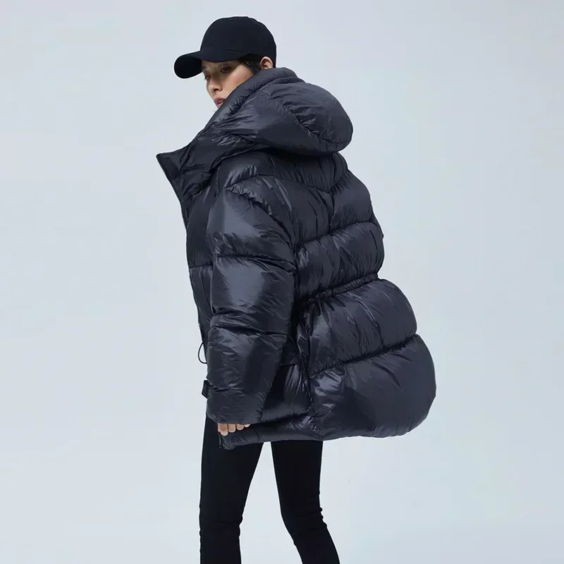 2023 Winter New Women White Duck Down Down Coat Hooded Slim Fit Short Jacket Warm Girls Snow Wear Overcoat Korean Women Parka