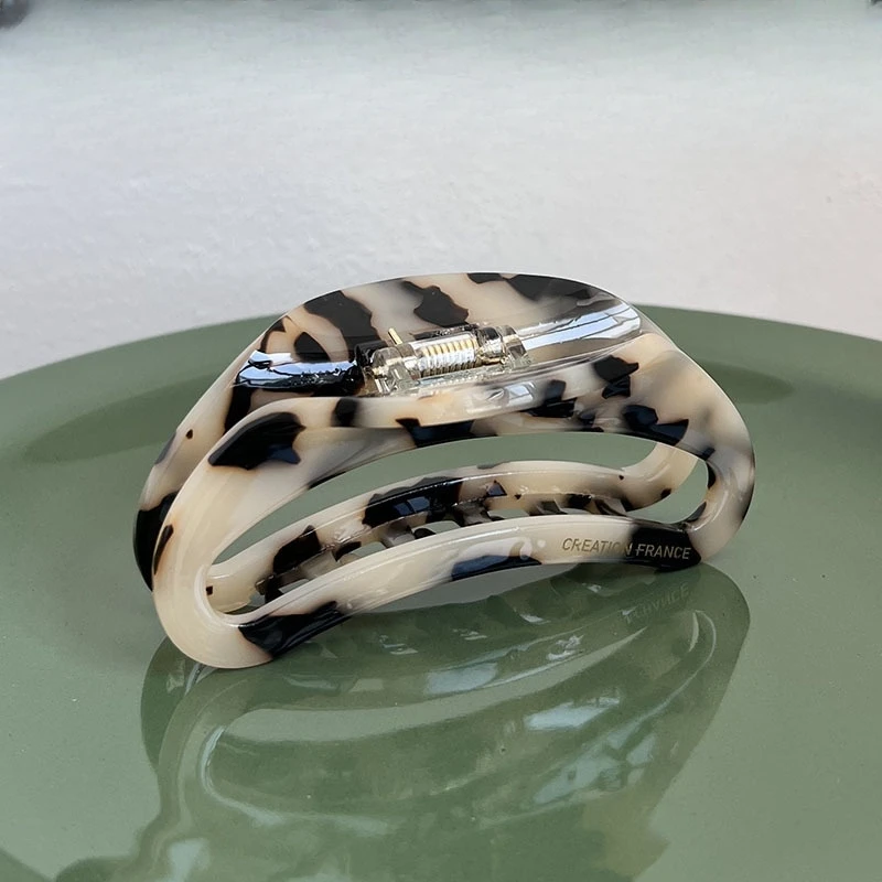 9.5 سنتيمتر المرأة الفرنسية موضة مشبك شعر مخالب خلات ليوبارد طباعة مقاطع الشعر مشبك مخلب كبير لفتاة الإكسسوارات الهدايا