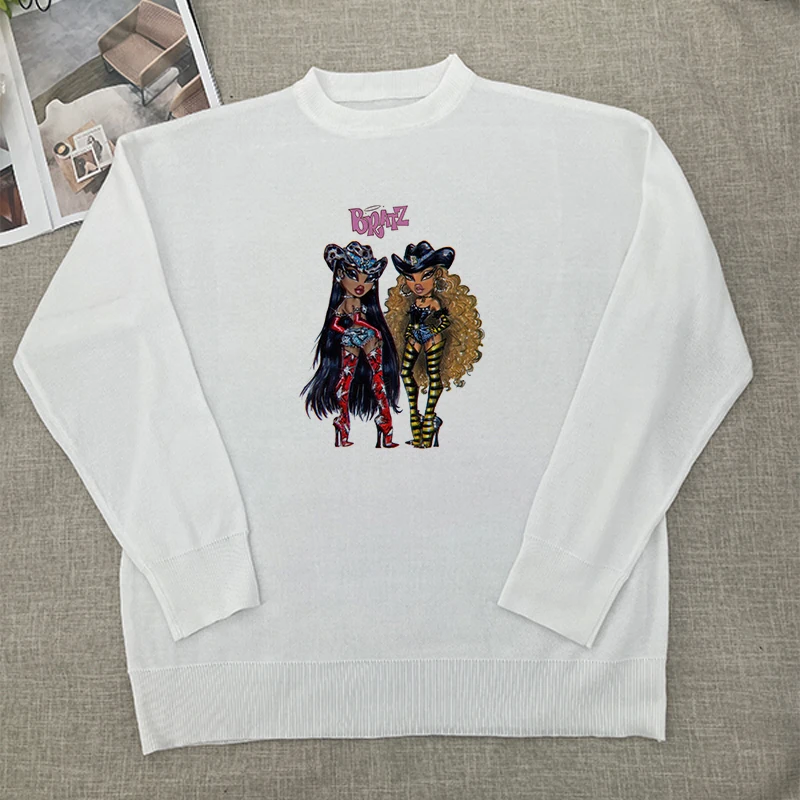 

Y2k эстетичный винтажный теплый вязаный свитер Harajuku корейский стиль Готический джемпер Топы 2024 осенний популярный женский пуловер с принтом для девушек