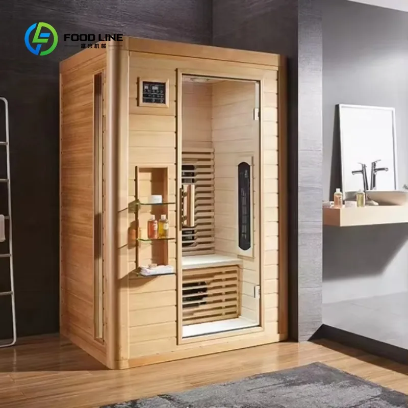 Customized Far Infrared Sauna Room 1-2 Person Hemlock Solid Wood Indoor Full Spectrum Carbon Heating Low EMF Indoor Dry Sauna