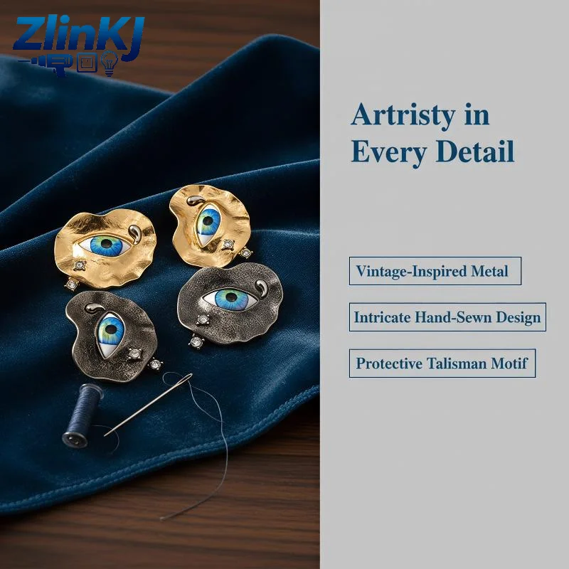Vintage Metal Decorative Buttons Artistic Eye Heart Pattern for Clothing Sewing DIY Craft Kids Clothes Modification