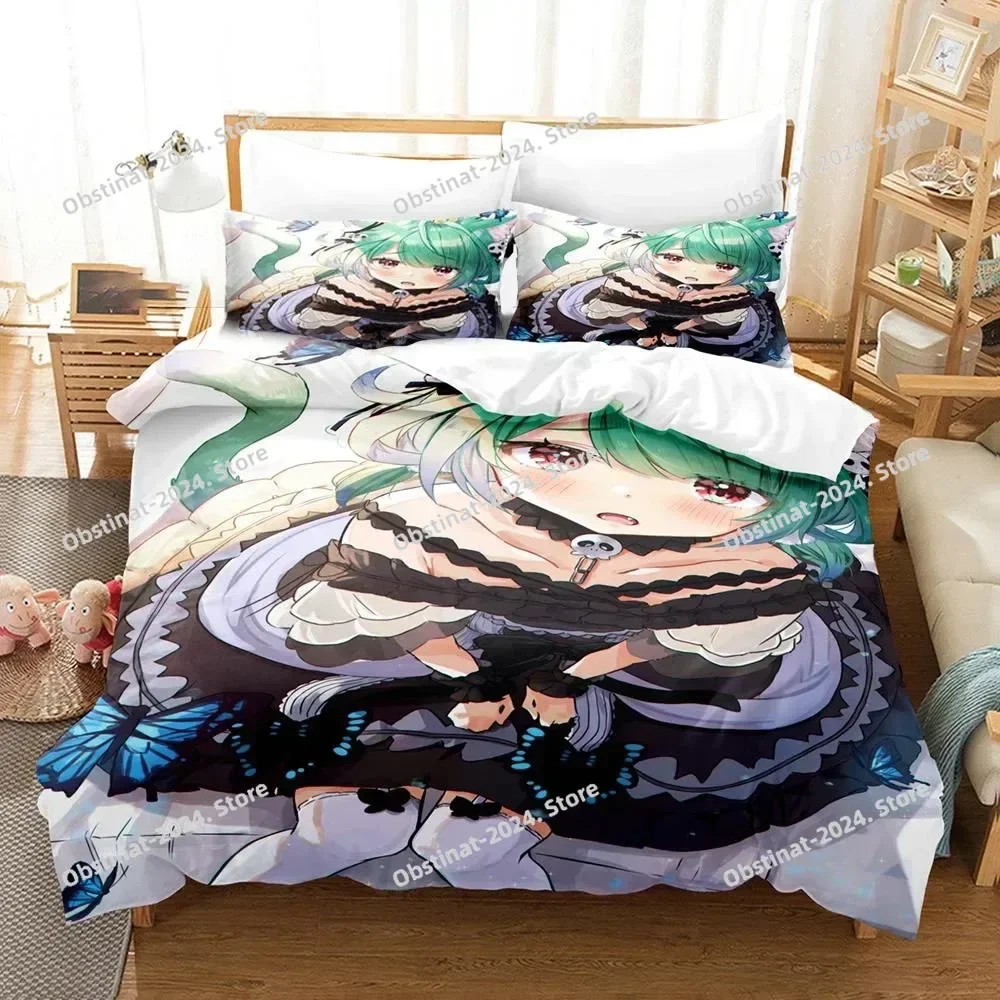 

3D Uruha Rushia Hololive Butterfly Girl Bedding Set Printed With Pillowcase Duvet Cover Soft Single Double Queen Super King Size