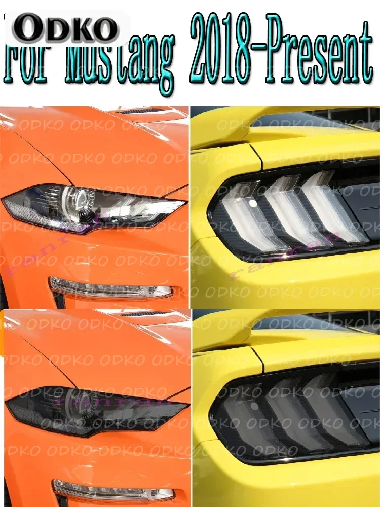 

Для Ford Mustang 2015 г.) Shelby GT500 2020, защитная пленка для фар автомобиля, задний фонарь, тонировочная пленка, дымчатая черная прозрачная наклейка из ТПУ