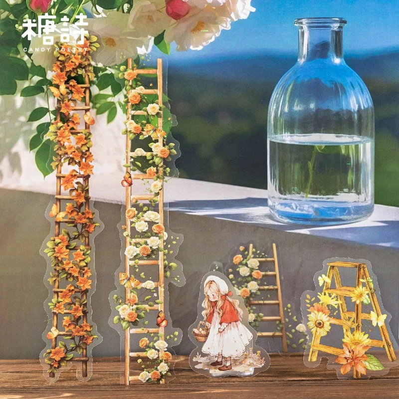 10 Stück/Packung Pflanzen- und Blumenleiter-Themen-Aufkleber im Retro-Fresh-Stil für Junk Journal Collage-Dekoration