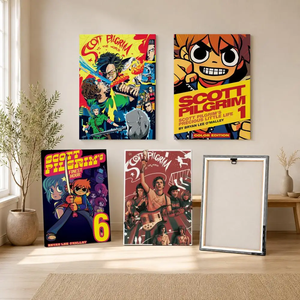 Retro Movie S-Scott Pilgrim VS The World Framed Wall Painting Framed Canvas Wall Art Print | Modern Poster | Home Hallway Decor
