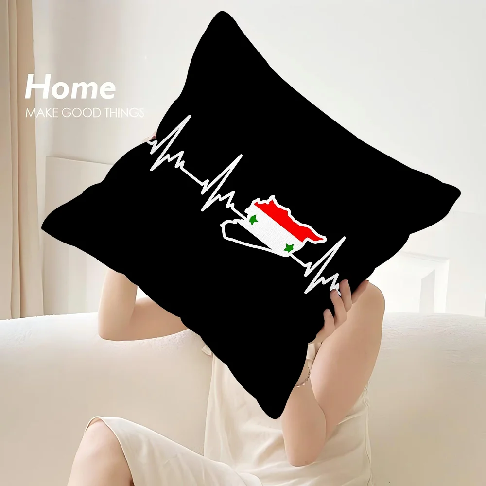 Syrian Revolution Flag Pillow Case Sofa Decorative Home Double-sided Print Plush Square Throw Pillow Covers Cushion Decor Cover