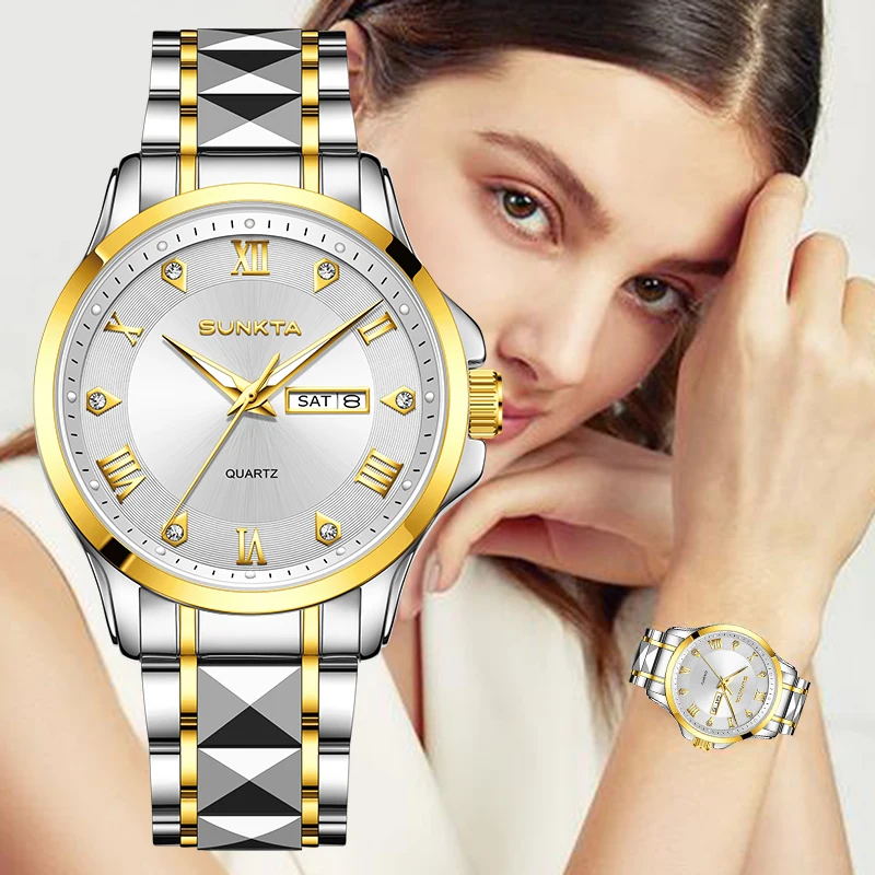 

Женские часы SUNKTA, кварцевые, с еженедельным календарем, светящиеся, водонепроницаемые, элегантные, винтажные, для женщин