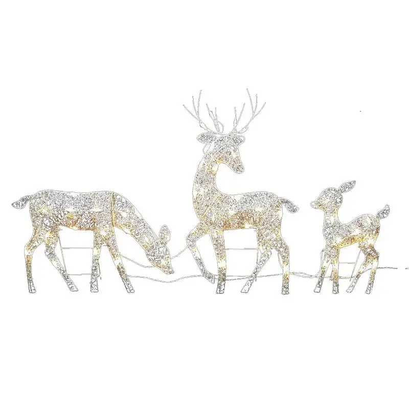 

1/3pcs Lighted Christmas Reindeer Handmake Iron Art Elk Deer Christmas Garden Decorr Xmas Home Outdoor Yard Ornament Decor