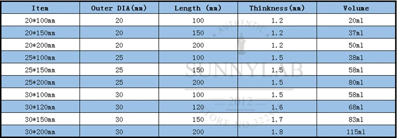 5Pcs Clear Glass Test Tube DIA 20/25/30mm Length 100/120/150/200mm Flat Bottom Test Tube With Cork