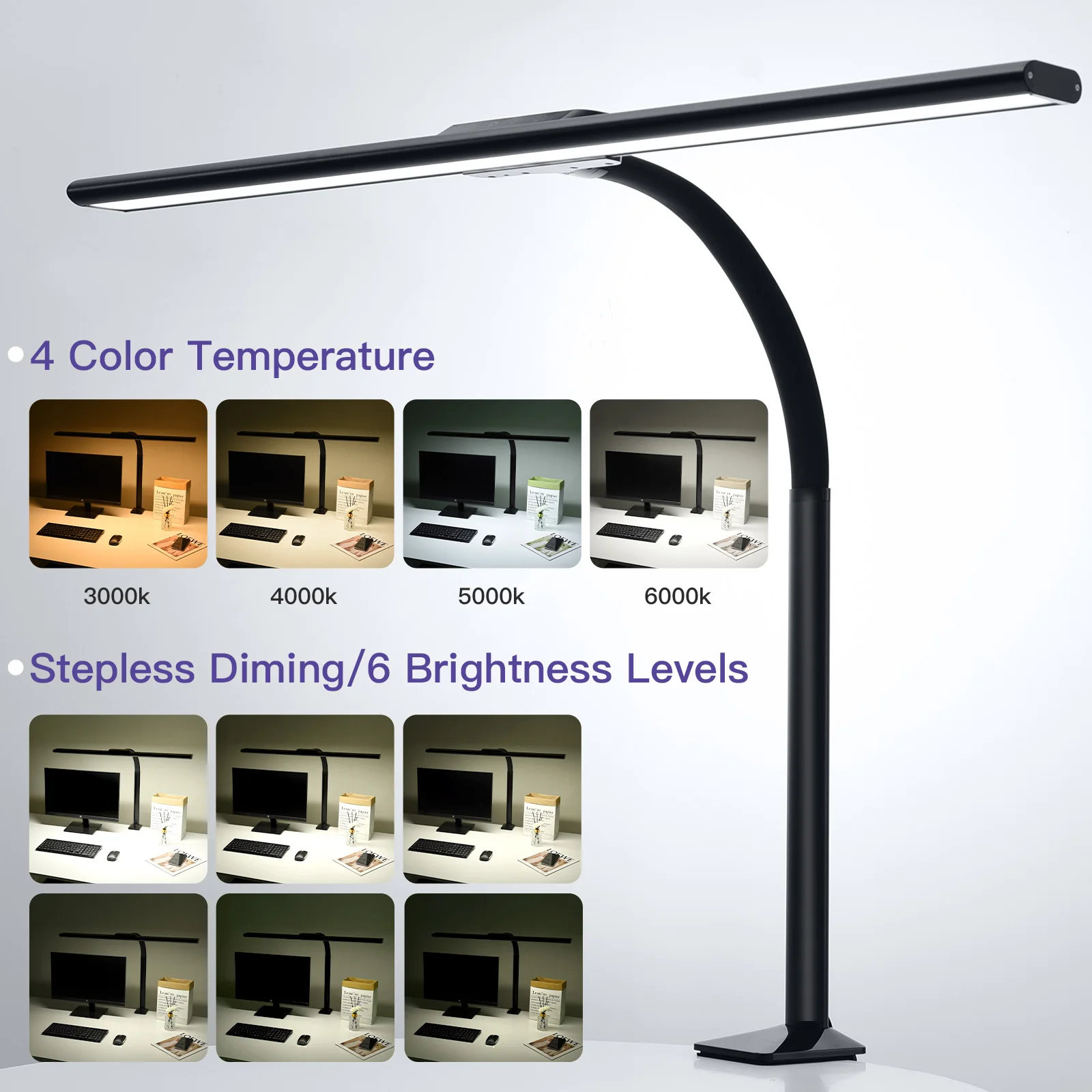 Task /Desk Lamp for Office Home Eye-Caring Task 36W Super Brightness LED Desk Lamp Flexible Gooseneck Light Timer power off