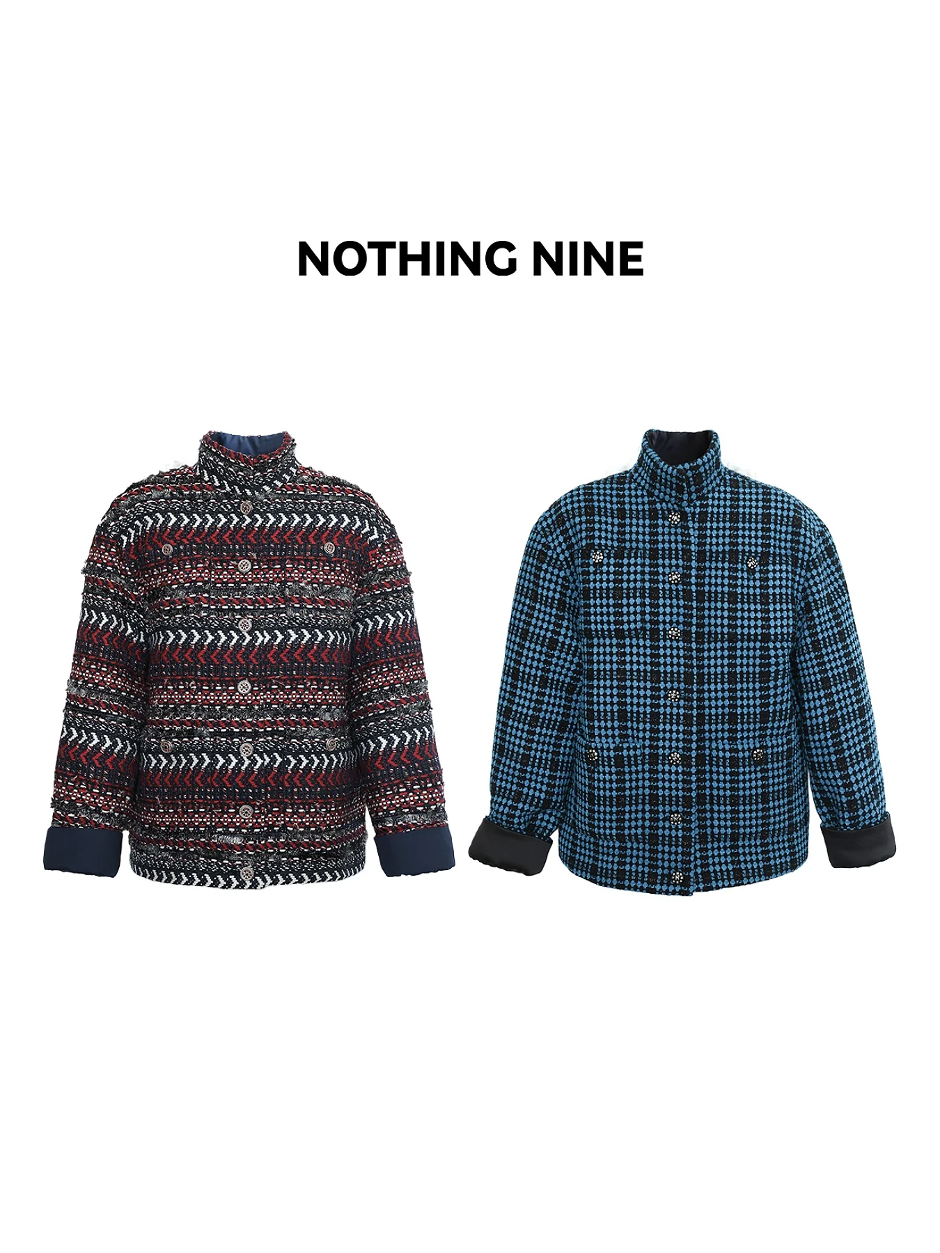 

Зимнее женское пальто Nothing Nine Clo Limited Edition из твидового хлопка с узором Nordic Festival, синее