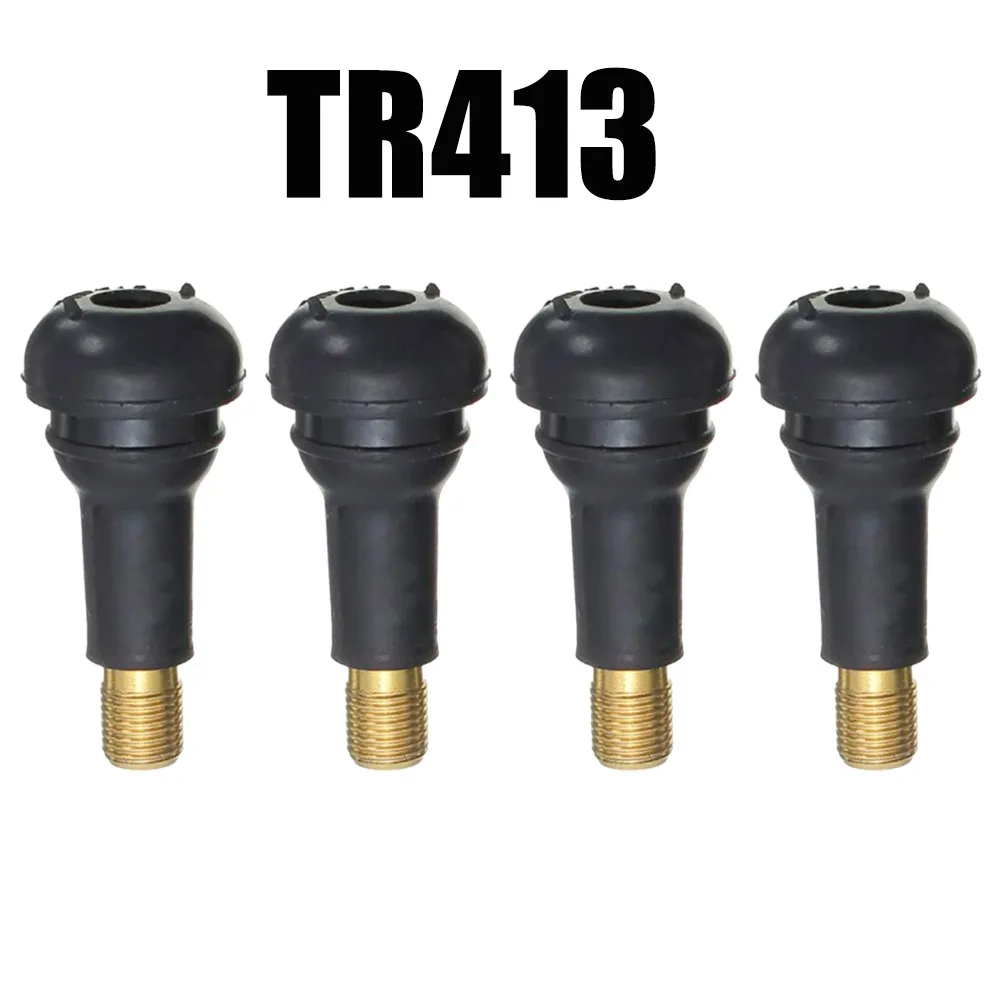 4pcs Tire Universal Rubber Valve Tubeless Nozzle Wi/ Valve Core Replacement TR-413 Automobile Tire Tool Accessories