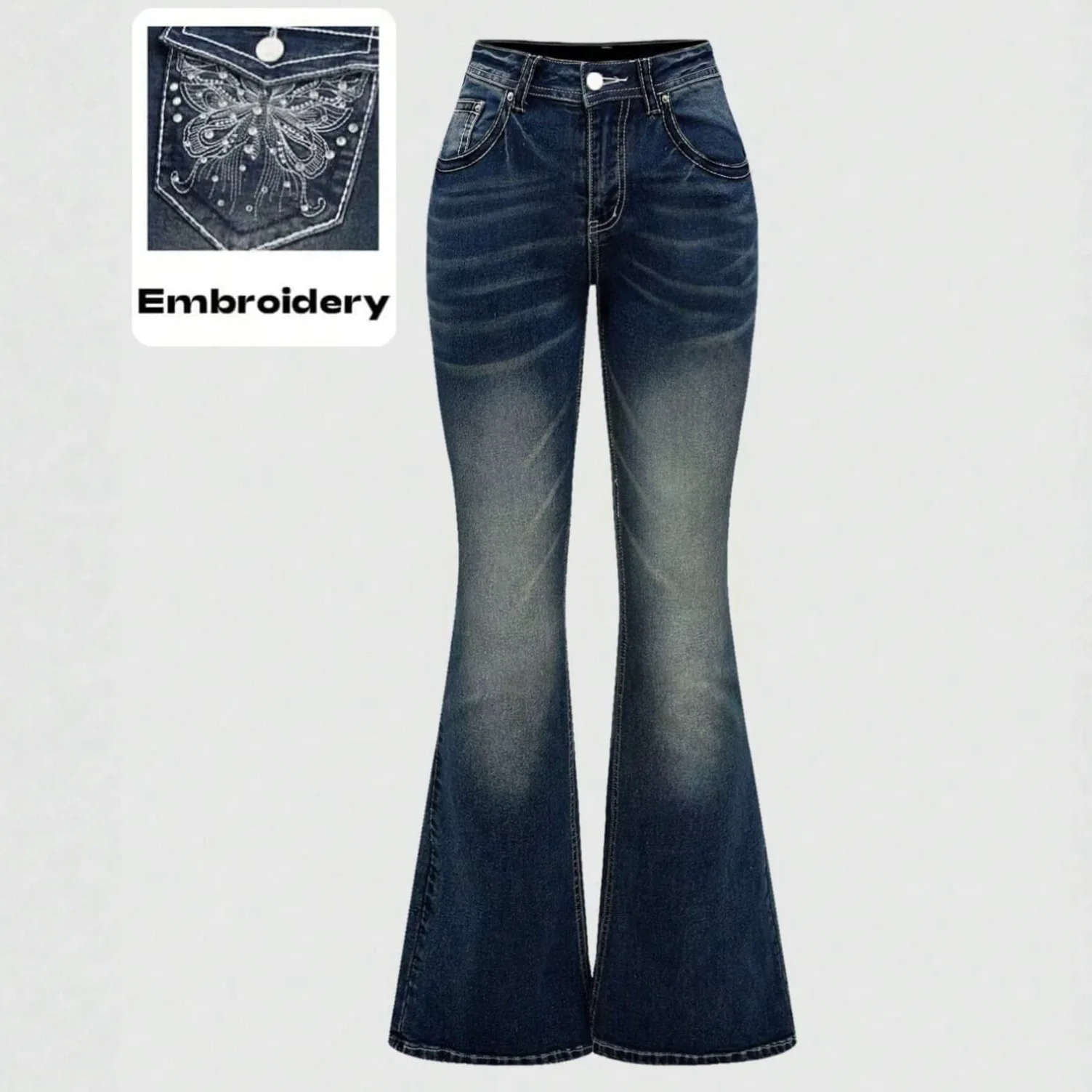 Women's Clothing JeansWomejeans European And American Stretch AliExpress Retro Embroidery Elegant, Women's Micro-pull Jeans Hot