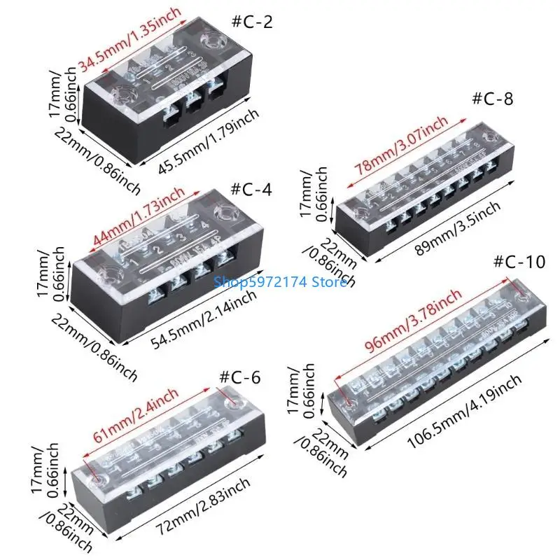 Y3NB Double Row Strips Screw Terminals Block Fixed Wiring Board Connector Terminals Strips Electrical Barrier Terminals Panel