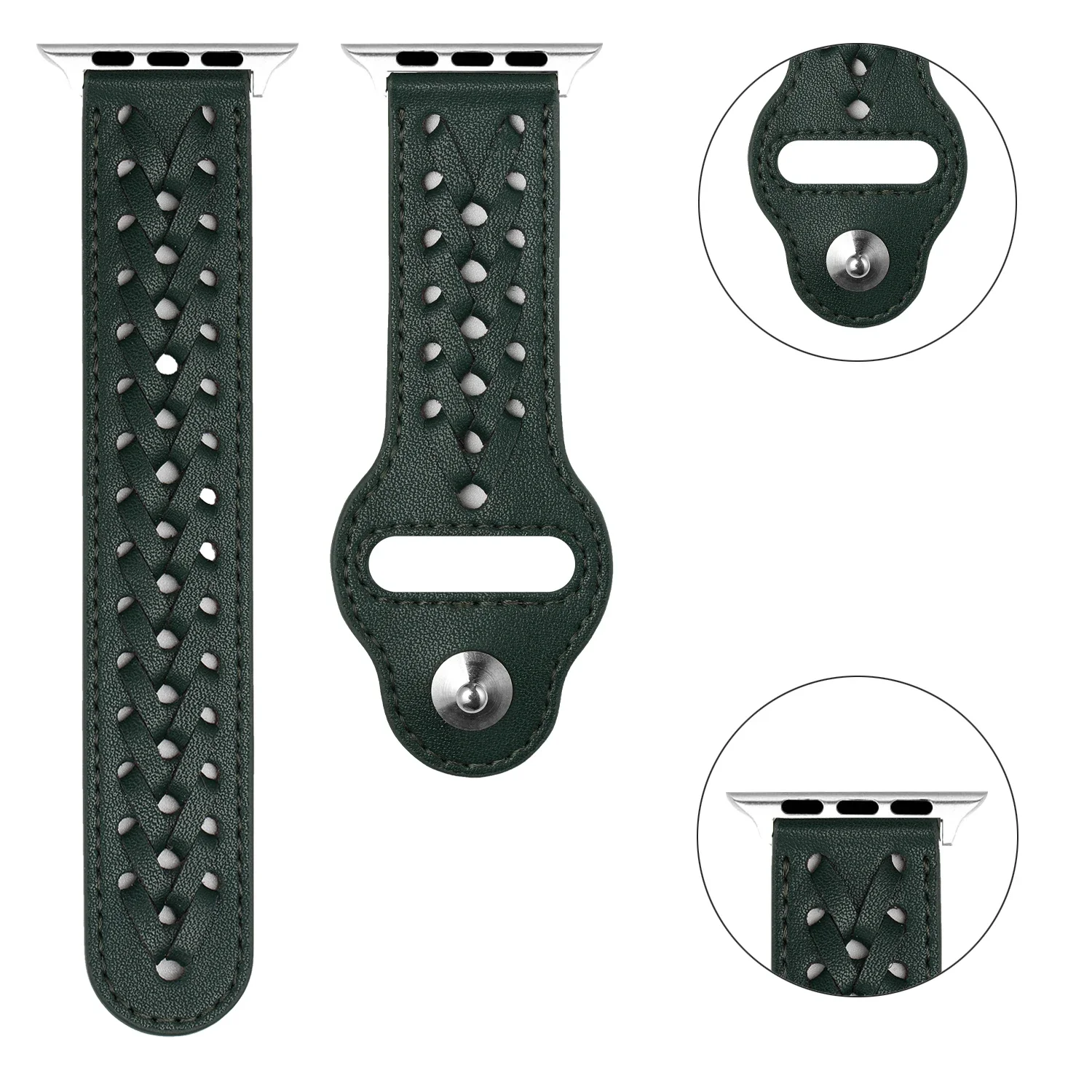 Genuine Leather Braided Strap For Apple watch band 45mm 41mm 44mm 42mm 40mm 46mm Bracelet Wristband iWatch 10 9 8 7 6 5 4 Correa