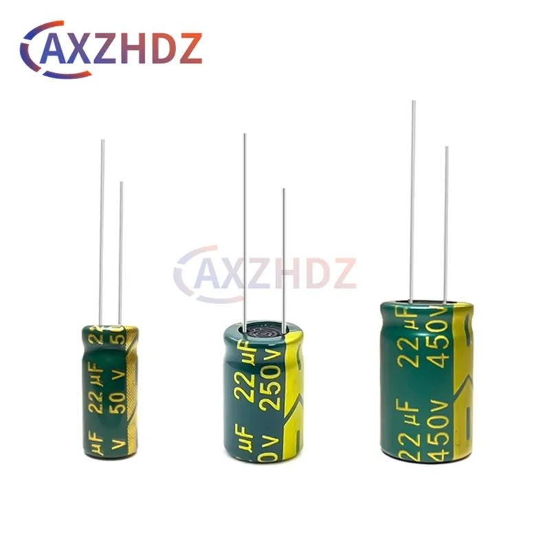 10/50PCS 22UF 25V 50V 250V 400V 450V High Frequency Low ESR Aluminum Electrolytic Capacitor DIP 5*11/10*17/13*20MM