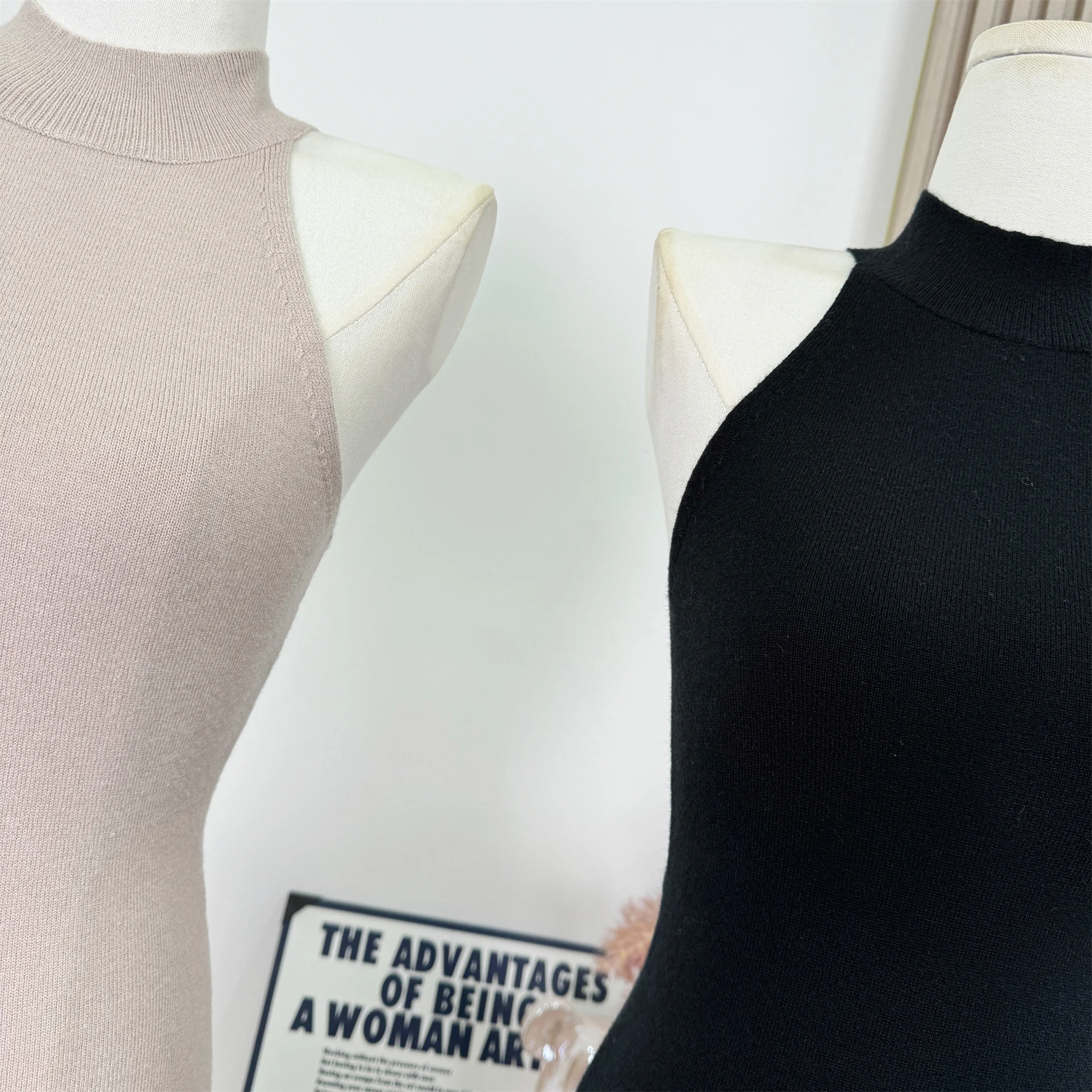 Style coréen cou suspendu épaules dénudées une ligne tricoté robes de soirée douce coupe ajustée Simple longues robes C216