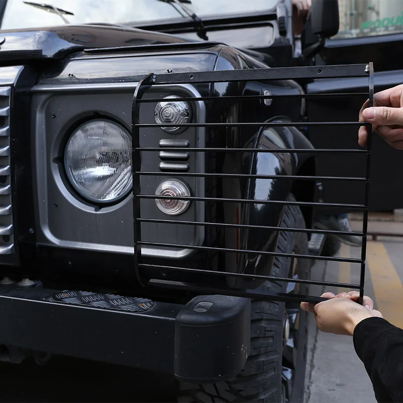 Per Land Rover Defender 110 2004-2019 Auto Faro Paralume Faro Copriobiettivo Protezione Netto Griglia Guard Trim