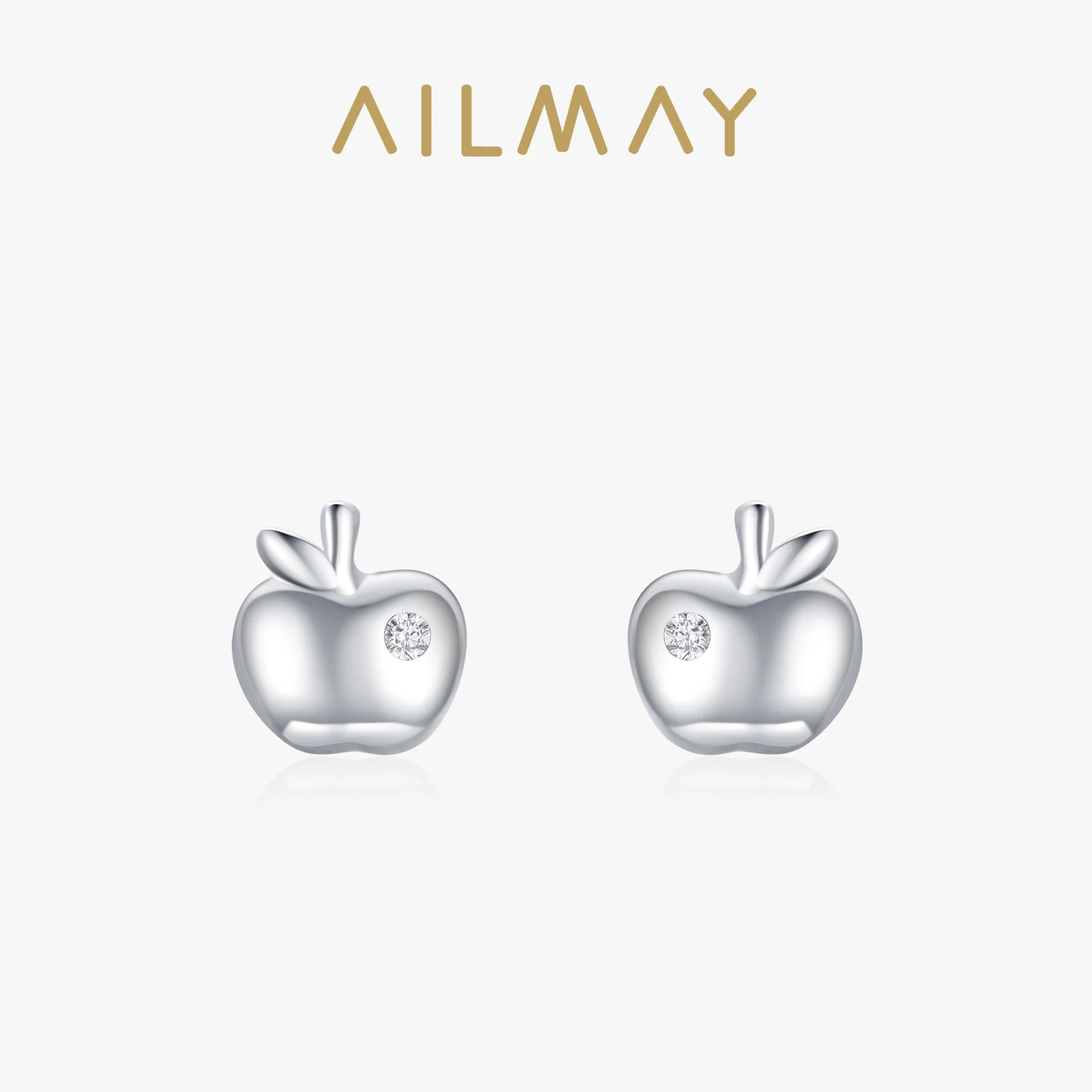 Ailmay Top Quality Real 925 Sterling Silver Lovely Small Apple Stud Earrings For Women Minimalist Fine Jewelry 2021 New Style