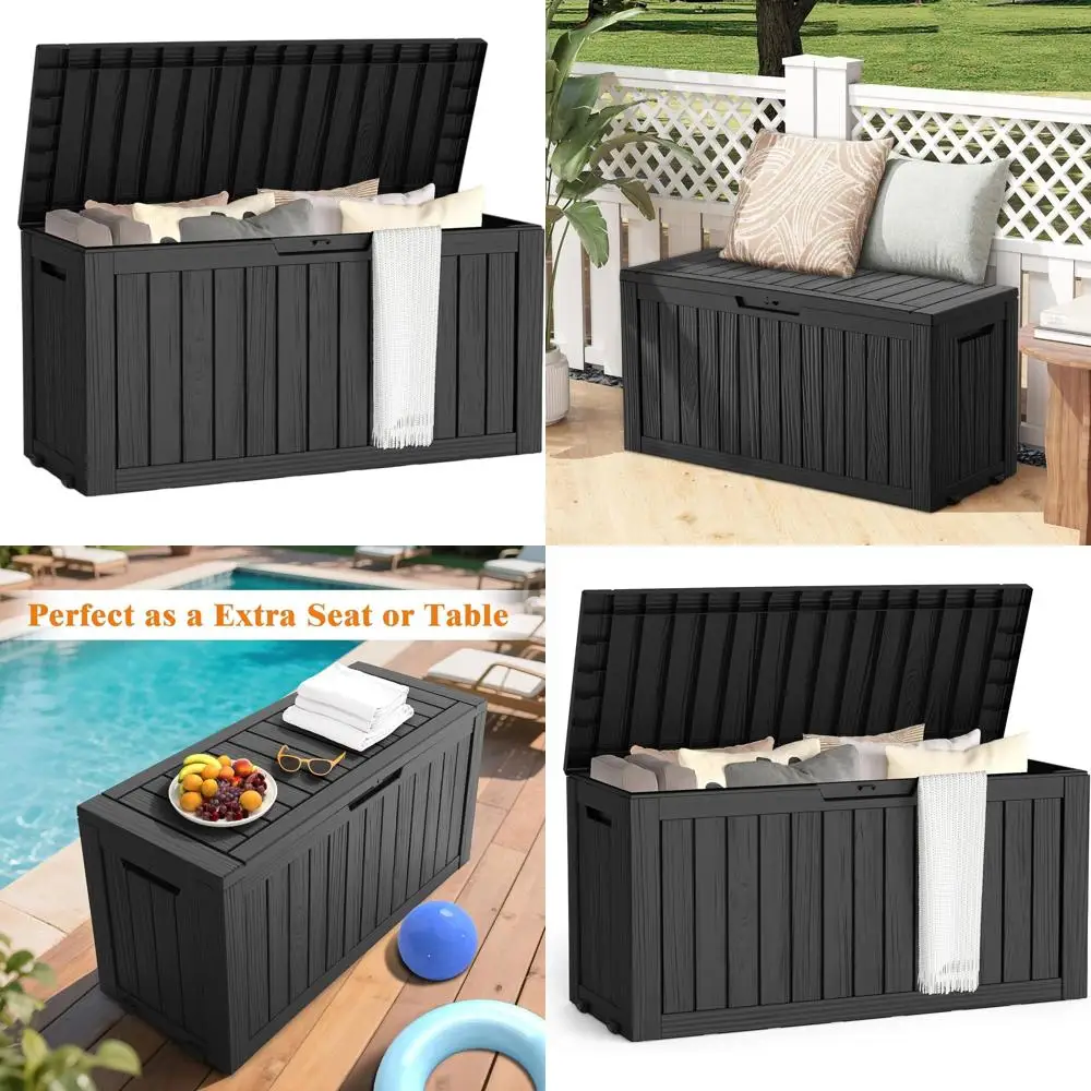 

Ящик для хранения из полимерной смолы на 75 галлонов - запираемый, всепогодный, для хранения у бассейна, садовых инструментов и аксессуаров для патио