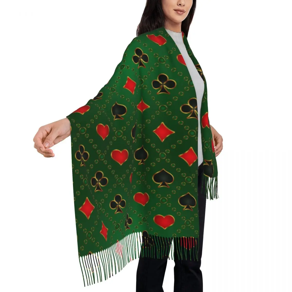 Alice In Wonderland Poker Women's Soft Scarf Warm Soft Scarf Winter Halloween Shawl