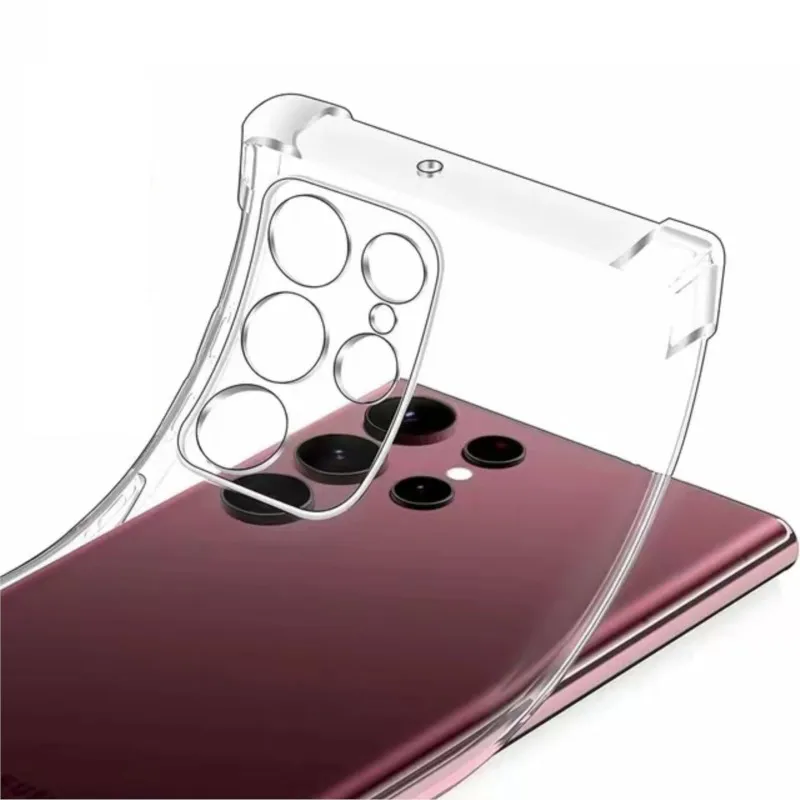 Thick Shockproof Clear Silicone Case for Samsung S25 S24 S23 S22 S21 S20 FE S25 Plus Ultra Thin Clear Cover Shell