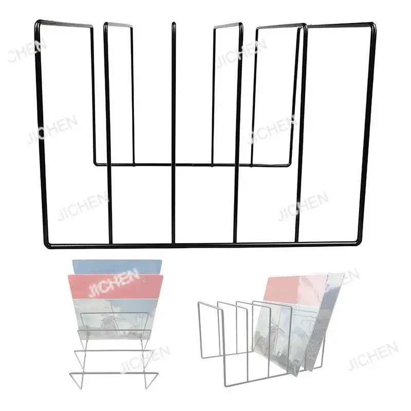 

Органайзер для хранения виниловых пластинок и книг из черного металла, современный держатель для файлов, настольная подставка для книг, металлическая подставка для книг