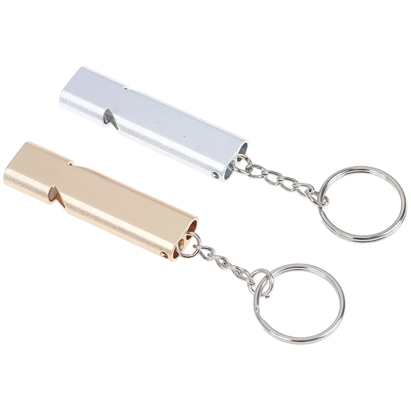 Random Color Alloy Aluminum Emergency Survival Whistle Outdoor Camping Hiking Tool W/Keychain 5.5cm X 1.5cm X 0.8cm