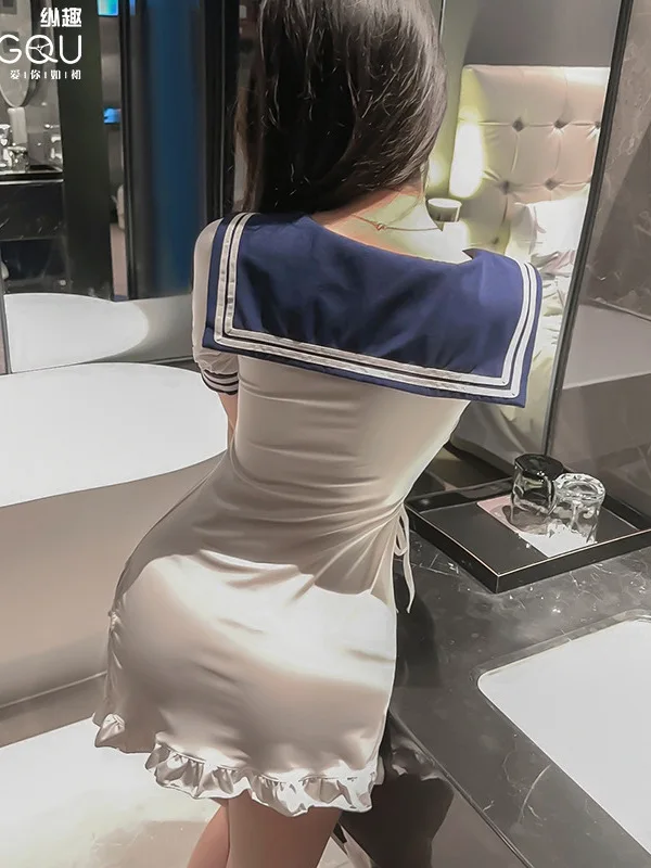 Mini T Dress Camicia Lingerie Sexy Scava Fuori Studente Marinaio Cosplay Uniforme Abito Elegante Moda 2023 Nuovi Top Y8BZ