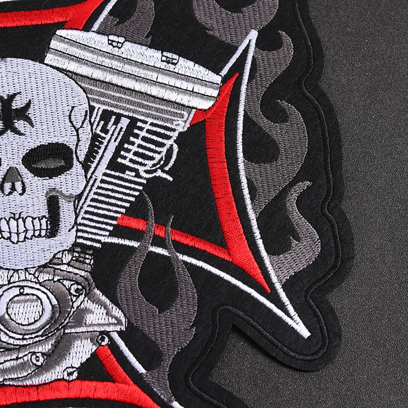 Punk skull size: 25x24cm Cloth Patch Embroidered Applique Sewing Clothes  coat Apparel Accessories Badges red