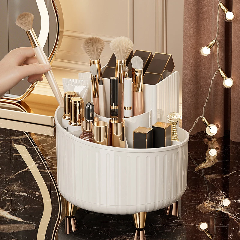 360° Rotating Makeup Organizer,Dustproof Vanity Organizer for Brush Lipstick Skincare, Bathroom Countertop Makeup Holder