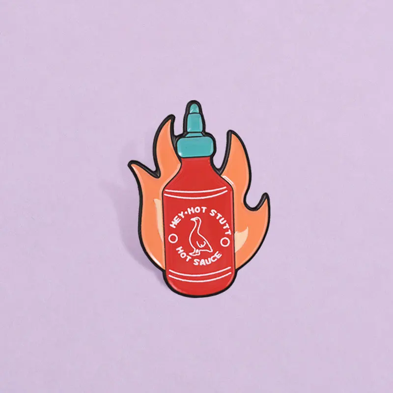 Fun Flame Chili Sauce Design Metal Brooch Vintage Cartoon Alloy Badge Pins For Bags Clothing Decoration Leisure commuting gift