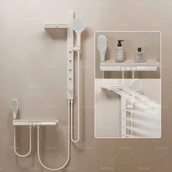 Milky White No Spray Top Bathroom Shower Set Grey Shoulder Waist Spray Shower Head Apartment Booster Bathtub Split Shower