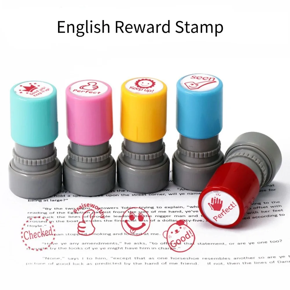 Self Inking Teacher Reward Stamp English Comment Stamp Photosensitive Seal Homework Grading Student Praise Stationery Wholesale