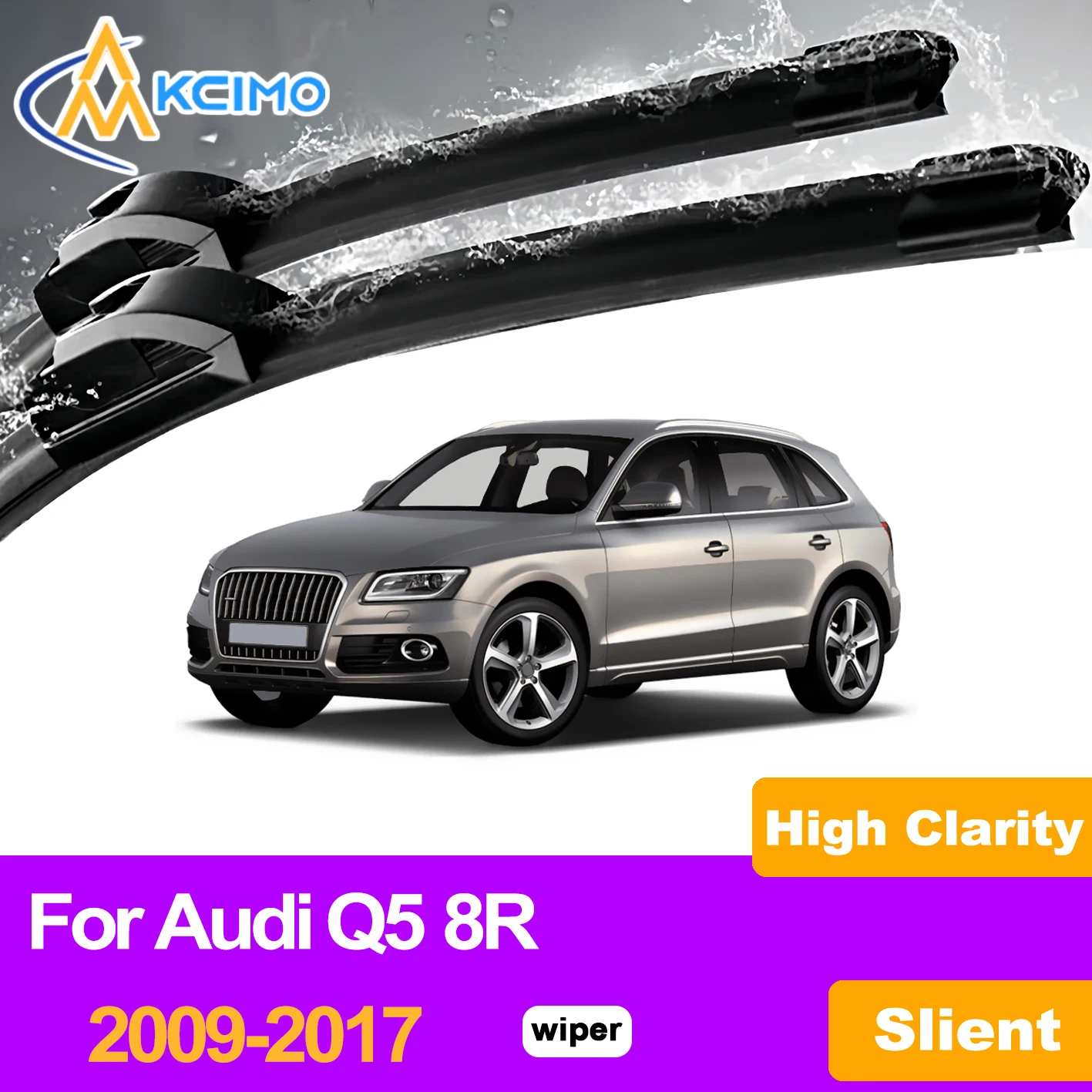 

KCIMO 2PCS Front Windshield Wiper Blades For Audi Q5 8R 2009-2017, All Weather No Noise Waterproof Auto Wiper Replacement