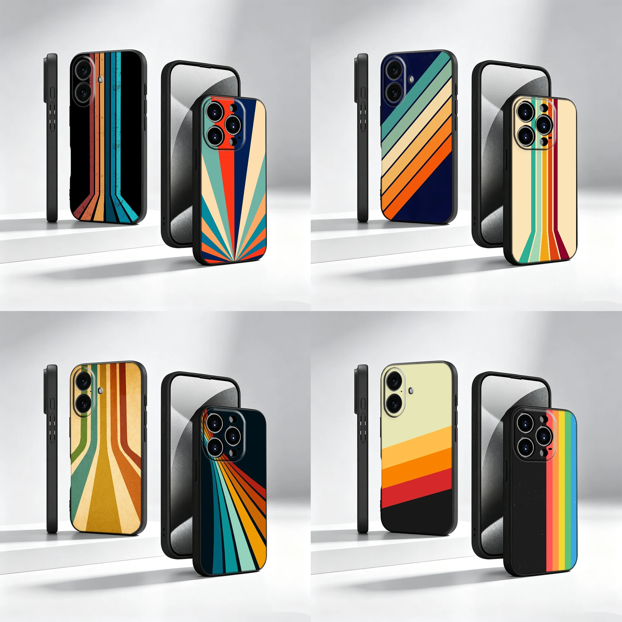 Phone Cases Shein - เคสโทรศัพท์ลายทางสไตล์เรโทร วินเทจ สำหรับ Apple iPhone 18