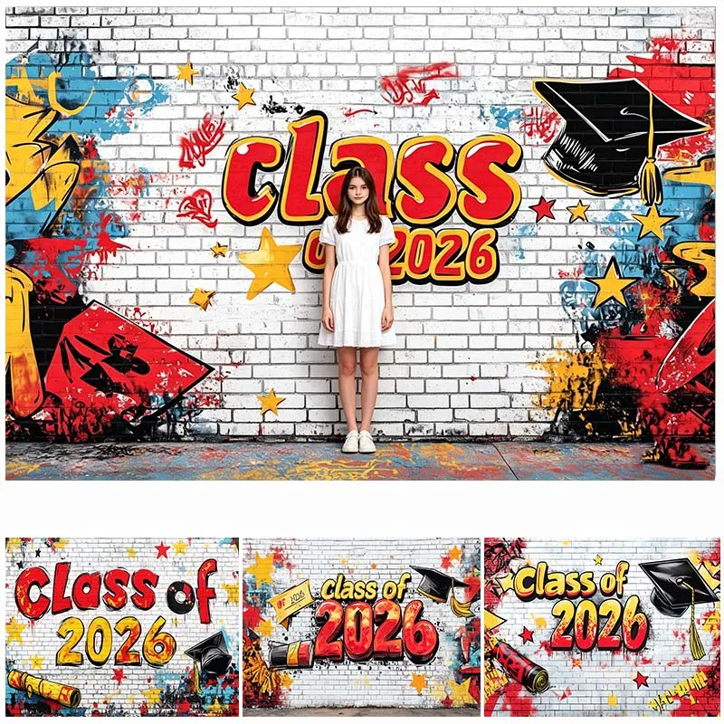 LS 2026 Graduation Ceremony Photography Backdrop Student Portrait Photo Background Bachelor Hat Decoration Props Photocall