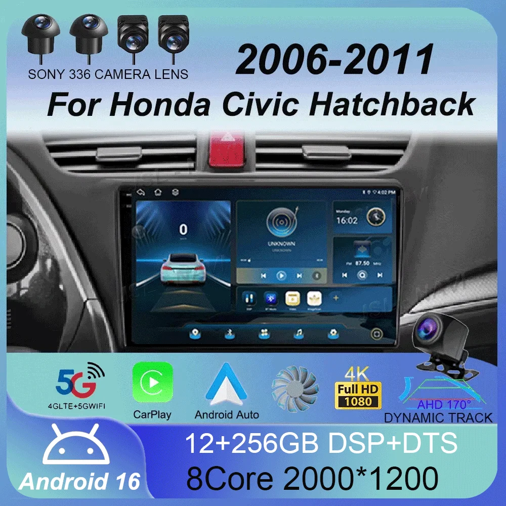 

Android 16 Carplay Car Radio For Honda CIVIC Hatchback 2012 2013 2014 2015 2016 2017 Multimedia Player Navigation GPS Stereo