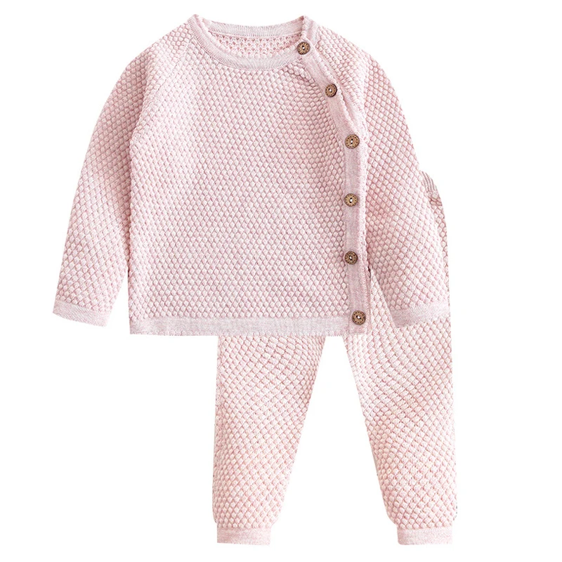 Autunno inverno neonate tinta unita abbigliamento neonato vestiti vestito Ins maglione infantile pigiama Set