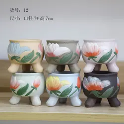 Creative Ceramic Pots for Plants Hand-painted Small Flower Pot Garden Accessories Home Decoration Mini Thumb Pot Combination