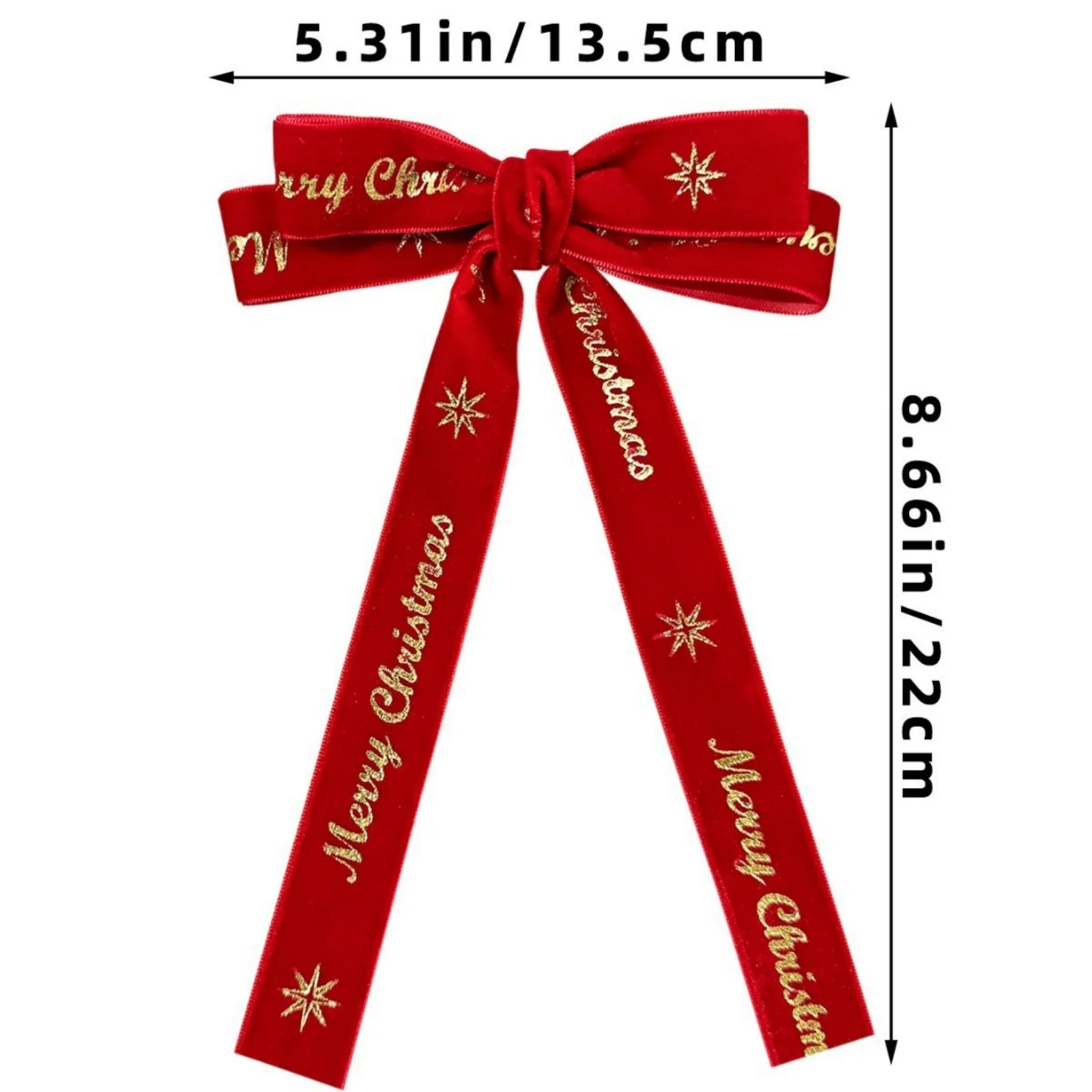قطعة واحدة من مشابك شعر القوس المخملي لعيد الميلاد: أحمر وأخضر احتفالي، مطبوعة "عيد ميلاد سعيد"، إكسسوارات شعر لطيفة لحفلات العطلات #2