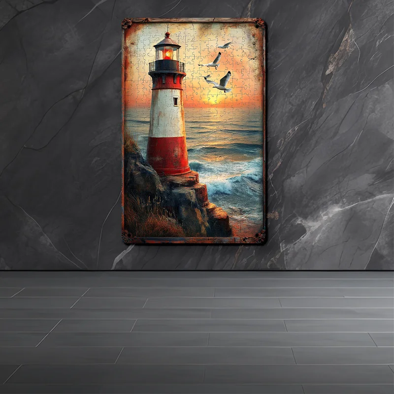 Vintage Lighthouse Seagull Metal Tin Sign 20x30cm Nautical Coastal Wall Decor Iron Plaque Home Garage Restaurant