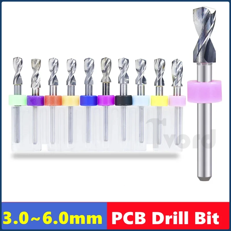 10pcs Carbide PCB Drill Bit 3.1-6.0mm 1/8（3.175mm） Shank Mini Drill Bit Set for PCB Circuit Board,Placstic Drilling